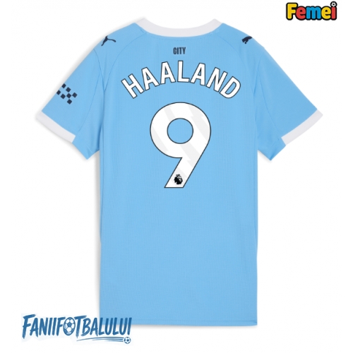 Manchester City Erling Haaland #9 Tricou Fotbal Replică 2025-26 Femei Acasa Manchester City Erling Haaland #9 Tricou Fotbal Replică 2025-26 Femei Acasa